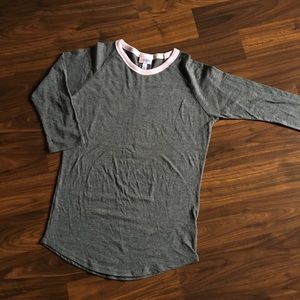 Lularoe Randy Solid Gray with Blush Pink Trim